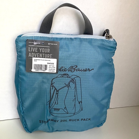 BNWT Eddie Bauer Teal Stowaway Backpack - Picture 1 of 5
